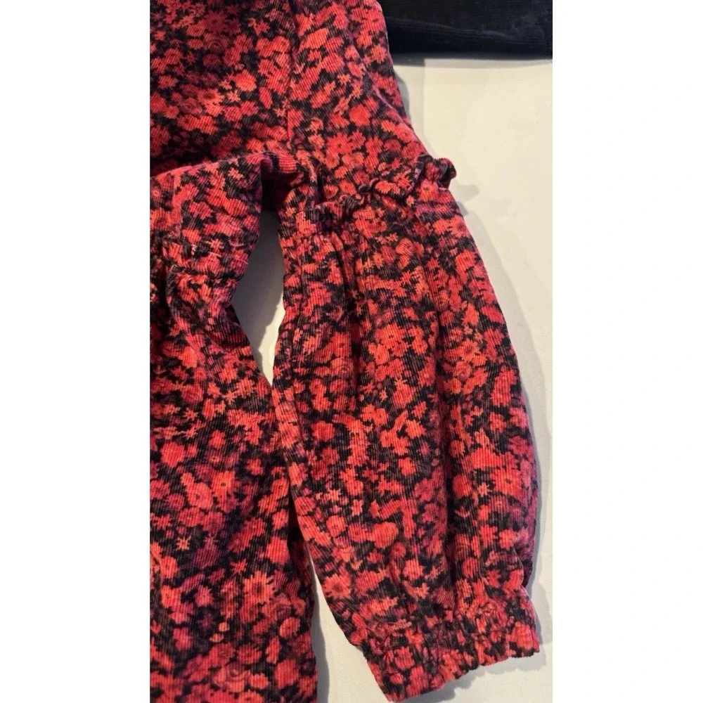 Baby Gap Red Floral Cordorouy Dress 4 Years Long Sleeve Cottage Western Country